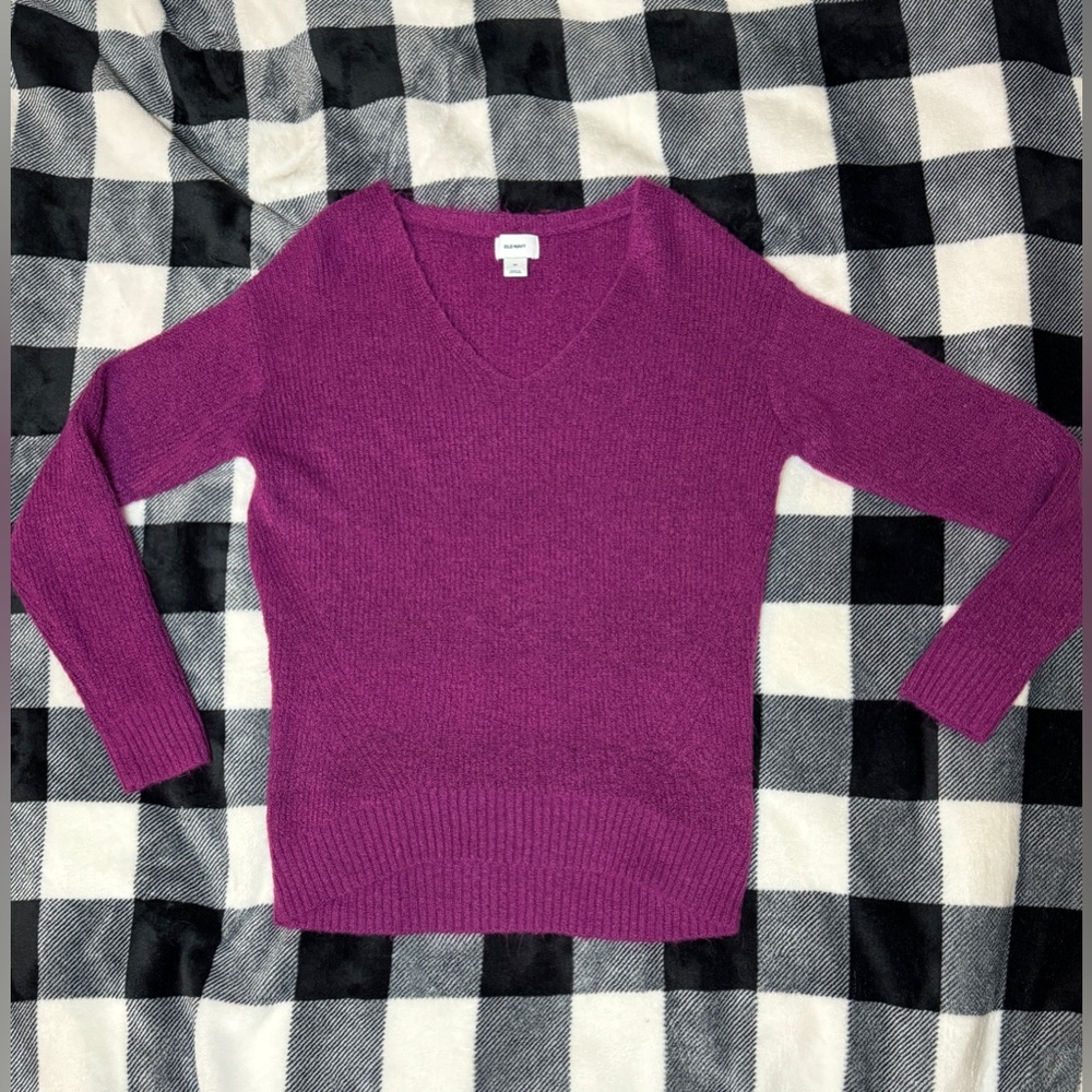 Old Navy Textured Purple V-Neck Sweater - Women’s Size XS